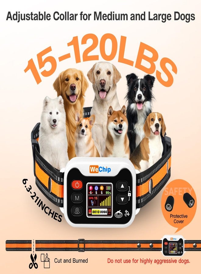 Wechip GPS Dog Collar with 3 Correction Mode,Wireless Dog Fence System with Open Outdoor IPX7 Waterproof (Orange White) - Image 3